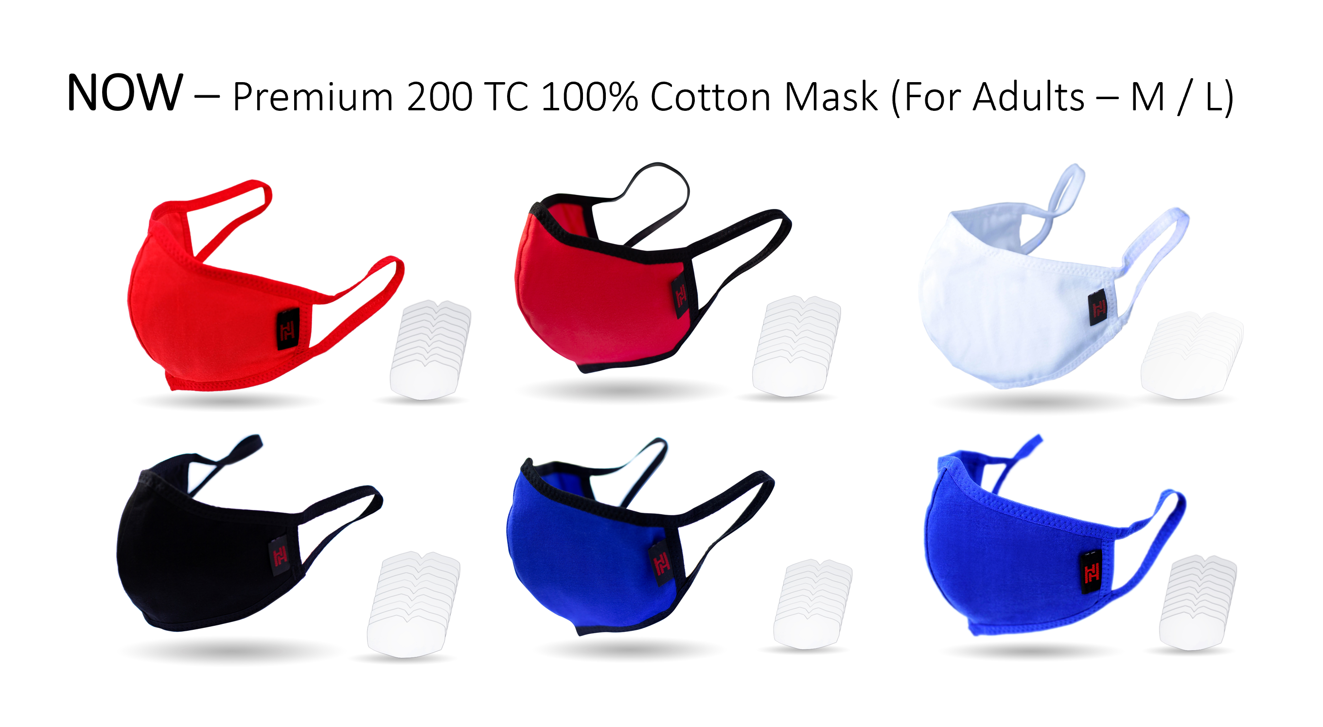 NA:NURI Classic - A Premium 200 Thread Count 100% Cotton Mask with Cotton Filter Pad Set